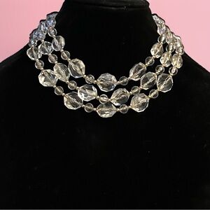 Vintage Napier layered clear faceted bead necklace